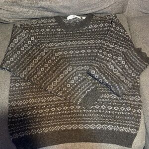 Men's Charcoal Patterned Crewneck Sweater
